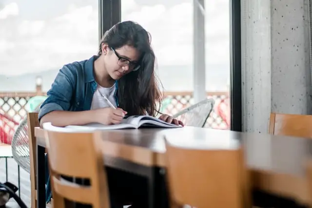 Girl studying for an exam