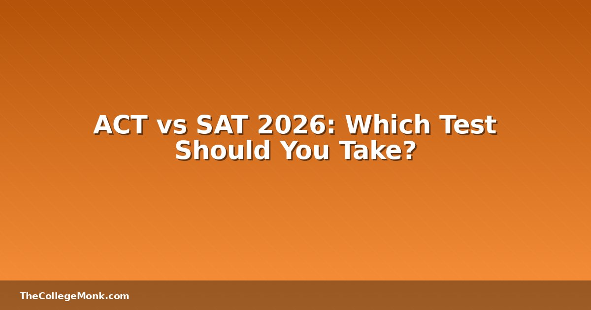 ACT vs SAT 2026: Which Test Should You Take? ACT vs SAT 2026: Which Test Should You Take?