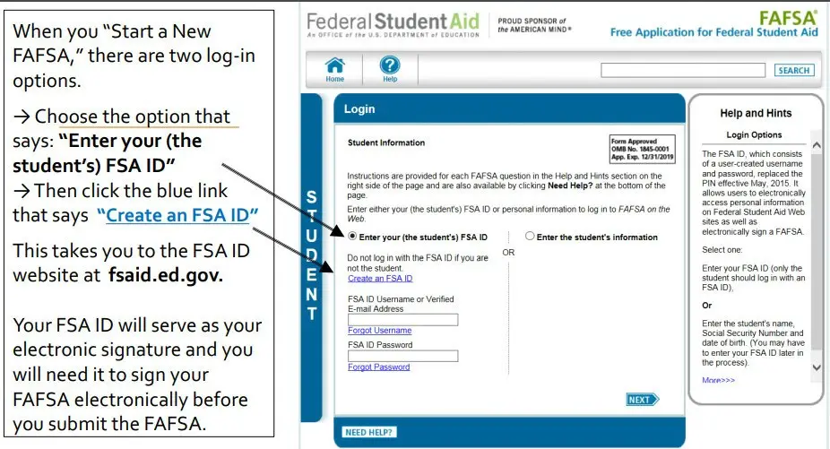 Listing the schools to which FAFSA is to be sent.