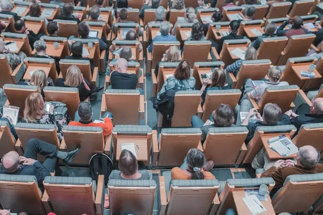 Photo of students in a lecture hall for accounting class.