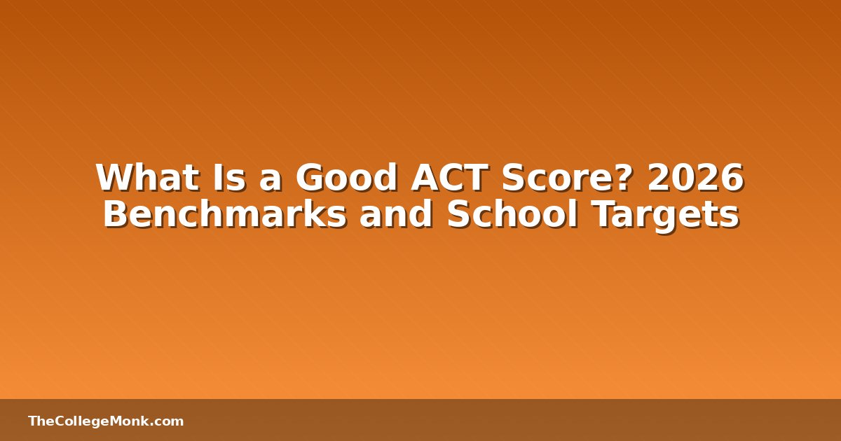 What Is a Good ACT Score? 2026 Benchmarks and School Targets What Is a Good ACT Score? 2026 Benchmarks and School Targets